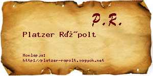 Platzer Rápolt névjegykártya